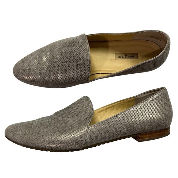 Paul Green Shoes Size 6.5 US 9 Naomi Perforated‎ Metallic Smoking Loafers - Picture 2 of 12